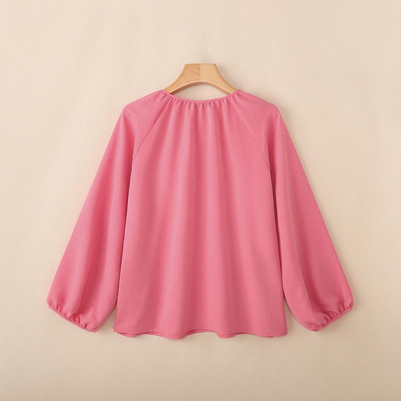 ZANZEA Women Casual Round Neck Solid Color Long Sleeve Loose Blouse