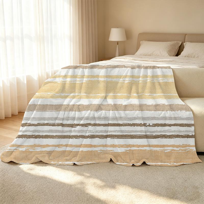 Soft Flannel Striped Blanket Breathable Cozy Throw, Lightweight for Year-Round Use, Suitable for Home, Bedroom, Sofa, Office, Christmas & Halloween