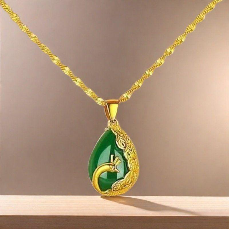 Phoenix Green Water Wave Pendant: Unisex Alloy Ornament for Safe Passage