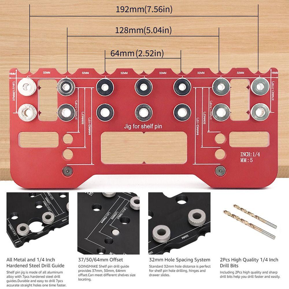 Precision Straight Hole Drilling Template Wear Resist Aluminum Pocket Hole Jig Kit  Woodworking