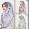 Cotton Eid Al-Fitr Long Floral Turban Breathable Hijab Head Wrap Printed Arab Lady Headscarf  Women