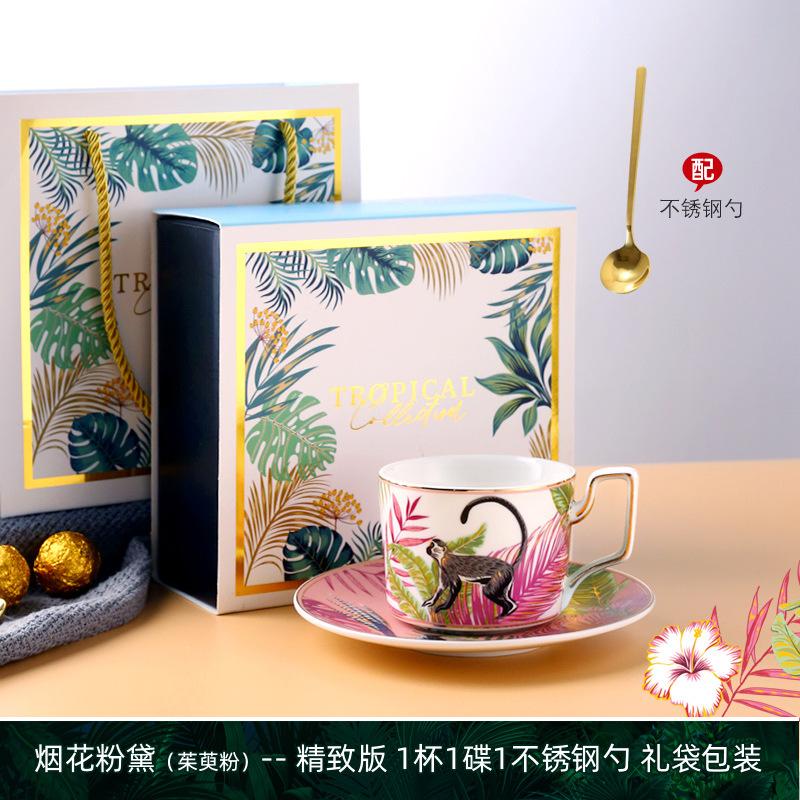 220ml Ceramic Coffee Cup Saucer Creative Flower Bird Mug Exquisite Afternoon Tea Flower Tea Coffee Cup Home Breakfast Milk Mug