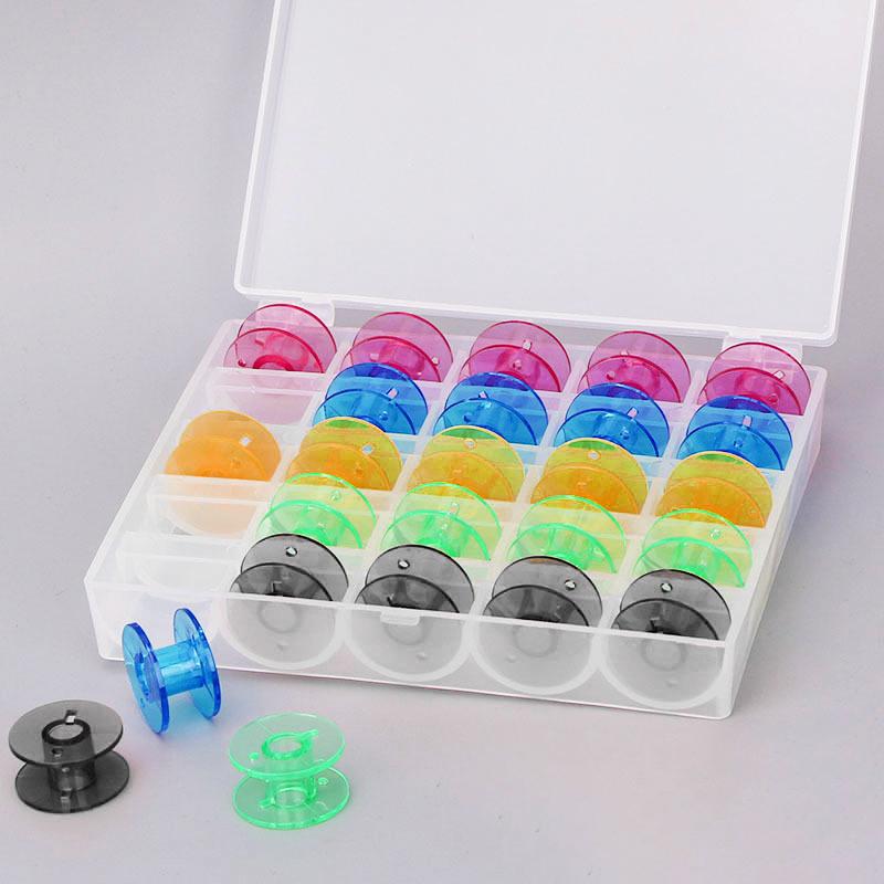 25Pcs/Set Plastic Threads Bobbins Sewing Machine Spools with Storage Box for DIY Embroidery Accessories Household Sewing Tools