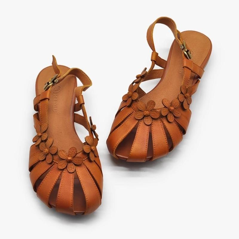 Fashion Sweet Flower Decoration Thick Bottom Sandals Women Fashion Narrow Band Back Tied Buckle Designer Shoes Summer Sexy Beach Sandals