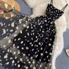 Elegant Fairy Off Shoulder Evening Party Women Sweet Flower Pachtwork Vacation Dresses Fashion Chic Mesh Slim High Street Clothing