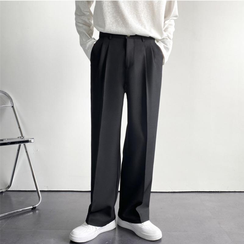 2024 New Men White Straight Pants Fashion Korean Loose Suit Trousers Casual Draped Baggy White Wide Pant Male Streetwear