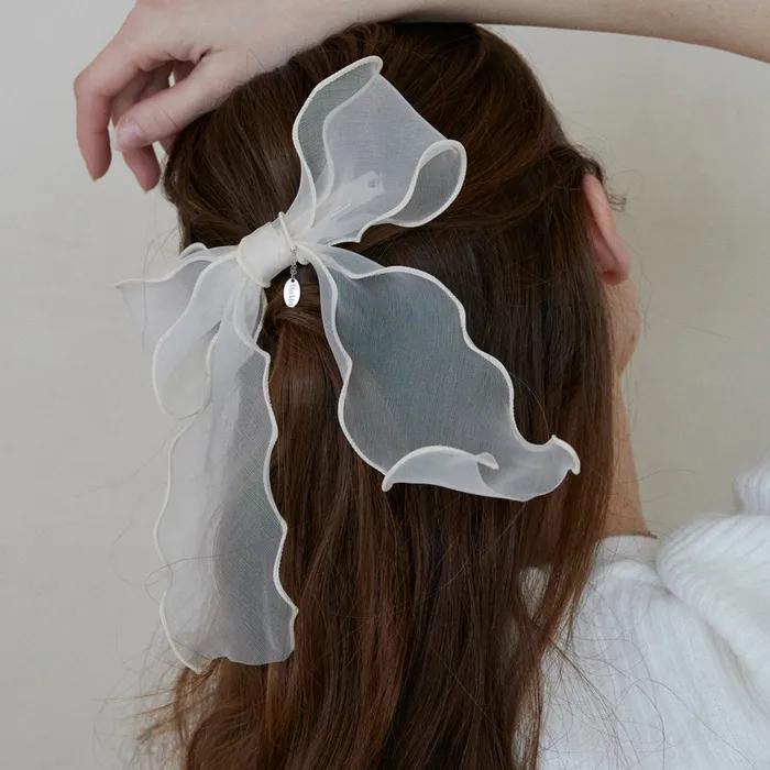 Organza Ruffle Ribbon Hair Pin (3colors)