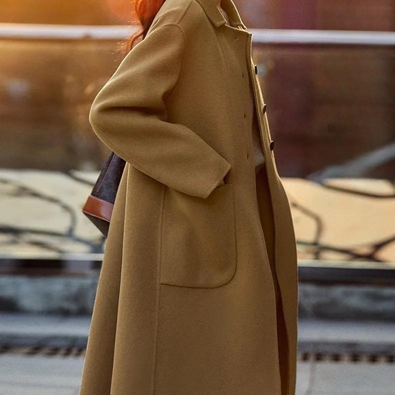 

Thickened coat women s medium and long autumn and winter new high-end double-sided plush coat 3XL верблюд