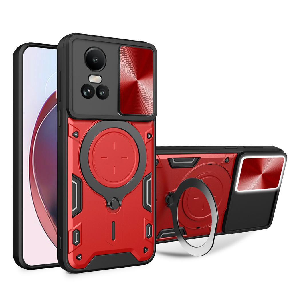For Oppo Reno10 5G (Global)/Reno10 Pro 5G (Global) Case TPU+PC Phone Cases with Kickstand,Slide Lens Window