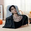 Black Denim Silver Chains Aesthetic Pattern Blanket Ultra Soft Throw Blanket For Living Room Sofa Bedroom Bed Home Party Decor Memorial Gift