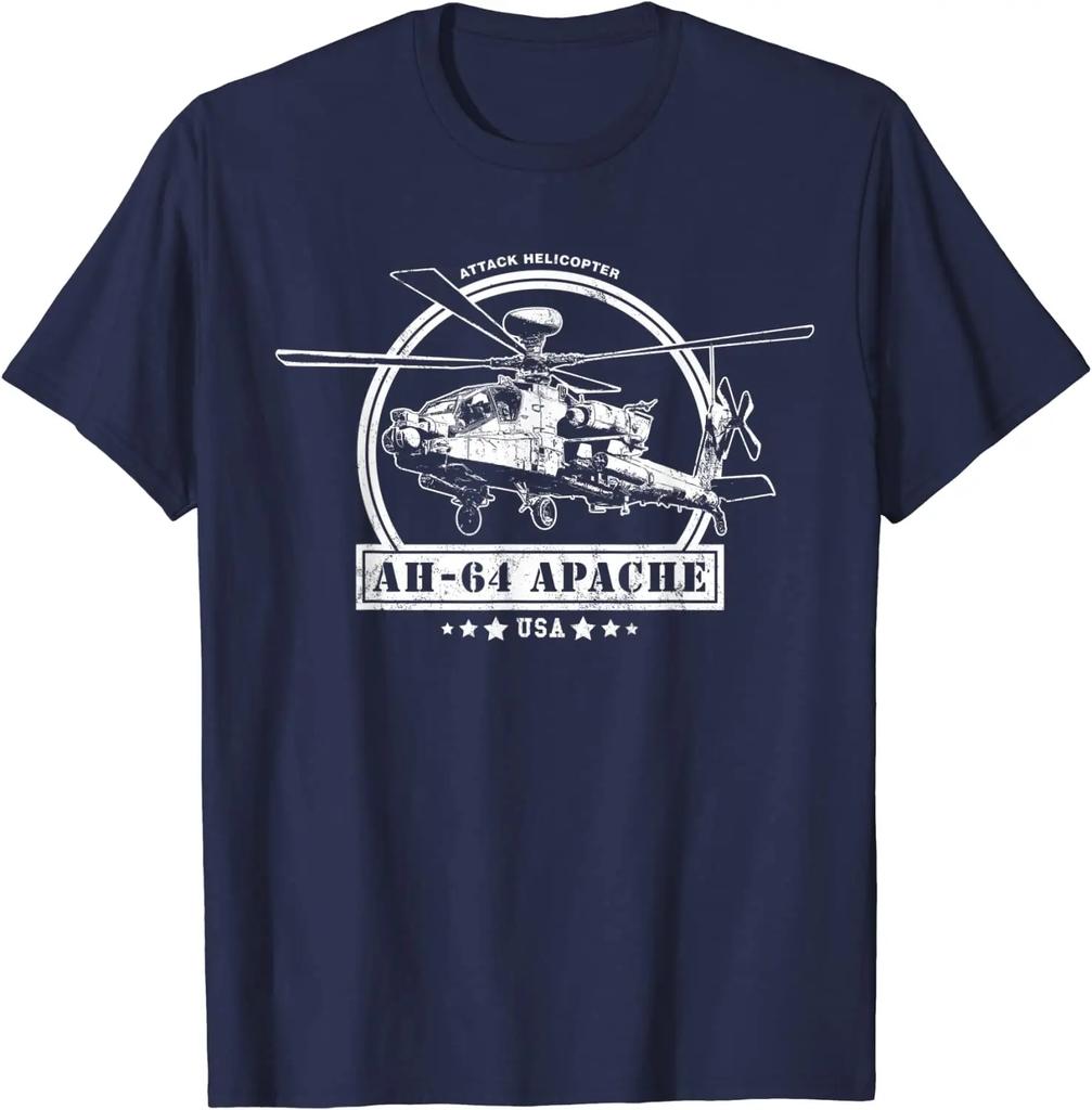 American AH-64 Apache Attack Helicopter T Shirt. New 100% Cotton Short Sleeve O-Neck T-shirt Casual Mens Top