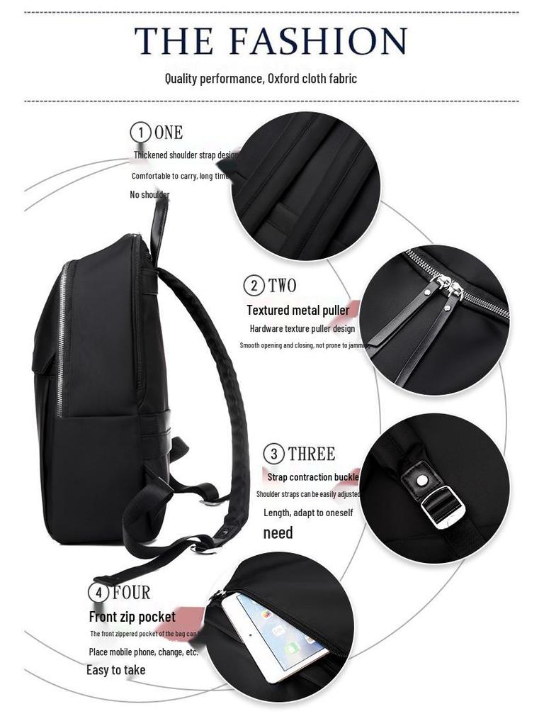 14-inch Women's Laptop Backpack: 2025 Stylish, Simple, Large Capacity School & Travel Bag, Oxford Cloth