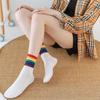 6Pairs Multicolor Rainbow Tube Sock Y2K Cotton Socks Ins Style Rainbow Stripes Socks  Trendy