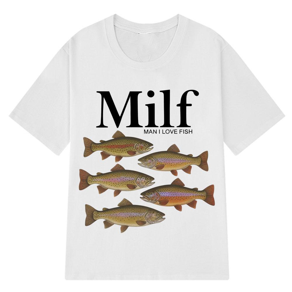 2025 Summer Man I Love Fish Funny Meme TShirt Men Women Vintage 100 Cotton Printed Harajuku Hiphop Tshirts Breathable Tops