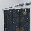 Gothic Astral Shower Curtain with Golden Constellation Sun Moon Eye Design for Bathroom Decor Navy Blue White Sun Moon Bathroom