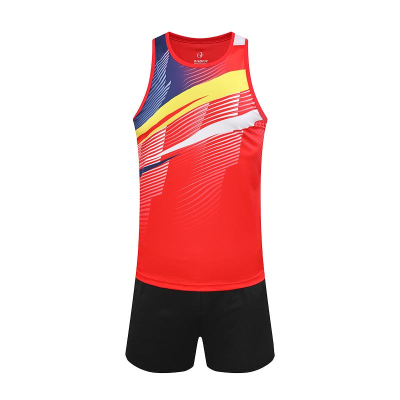 

Унисекс быстросохнущий костюм для марафонского бега: Жилет и шорты для легкой атлетики и физкультуры S красный