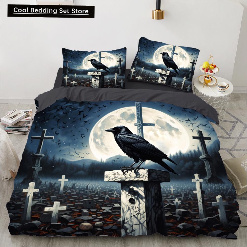 

Skull And Bird Bedding Set Cartoon Comforter Sets Double Queen King Twin Full Size Duvet Cover Set Kids Girls White Bed Linen EU single(135x200cm)