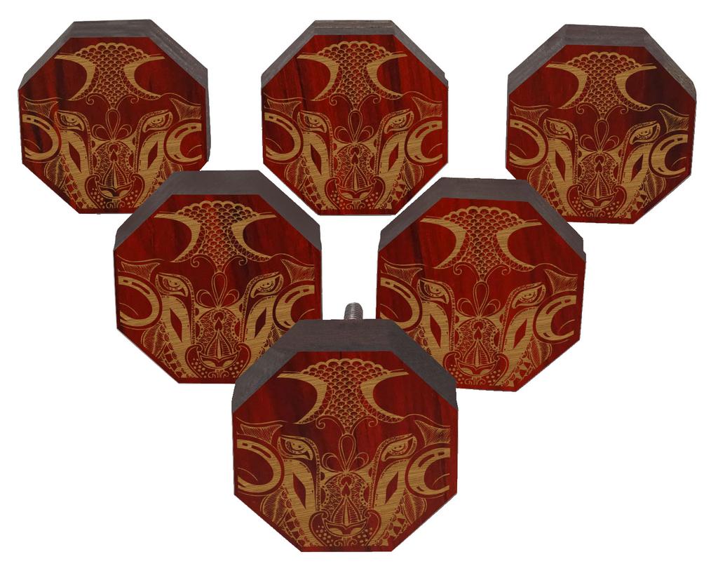 IBA Indianbeautifulart Brown Engraved Knobs Furniture Knobs Cabinet Drawer Pull Pack