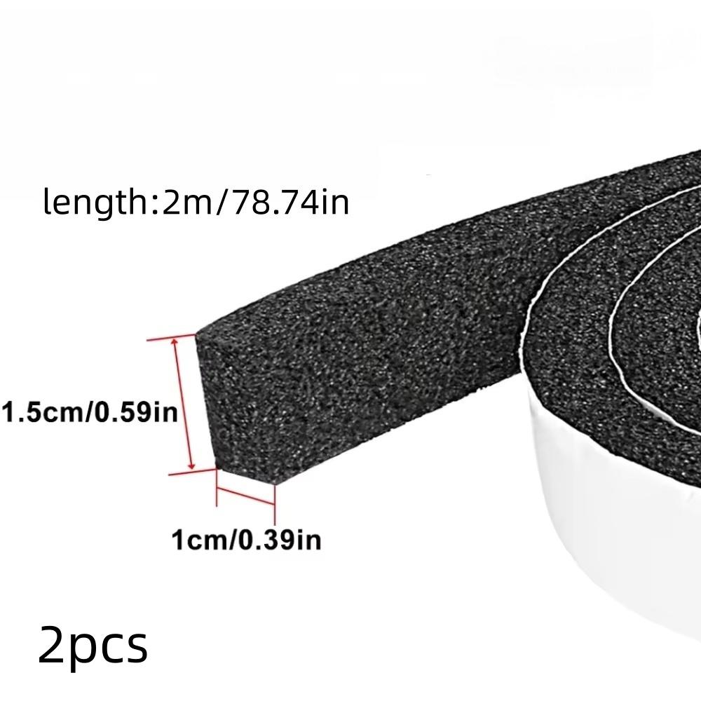 2pcs 2mX1.5cm Sponge Foam Seal Strip Tape Adhesive Anti Collision Soundproof Weather Stripping for Doors Windows Furniture