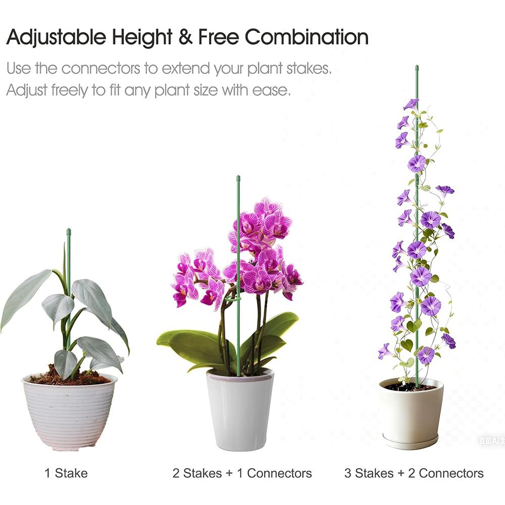 32.6cm 6 Set Plant Supports for Indoor Plants, Orchid, Rose Flower(Green)