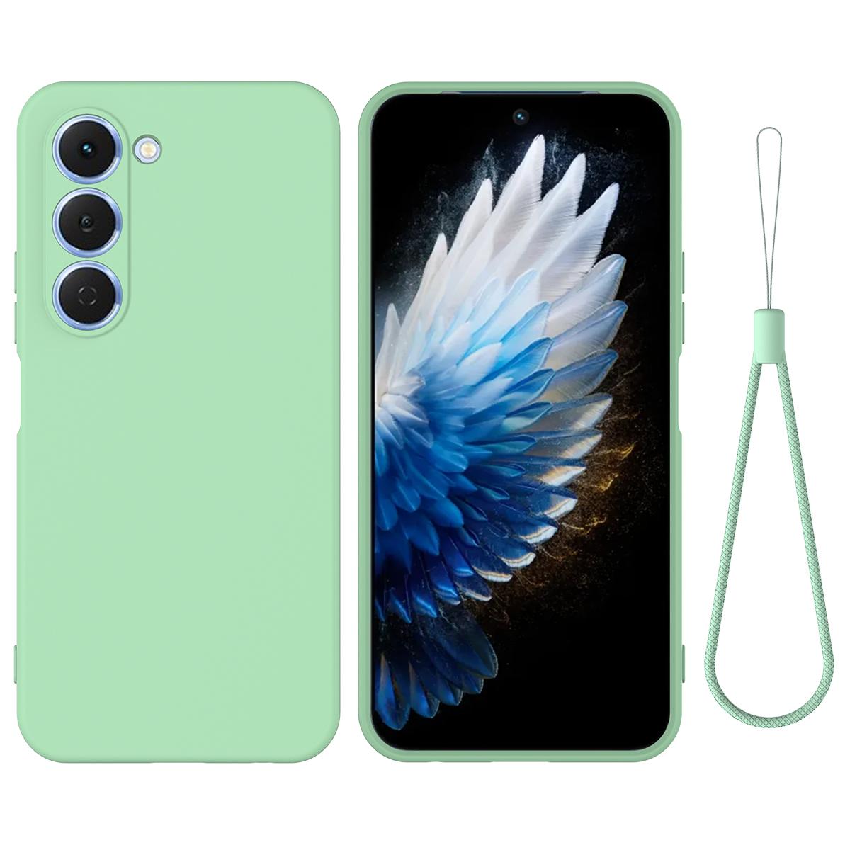 

For TECNO Spark 40 Pro 4G Liquid Silicone Case Phone Back Cover with Hand Strap Green