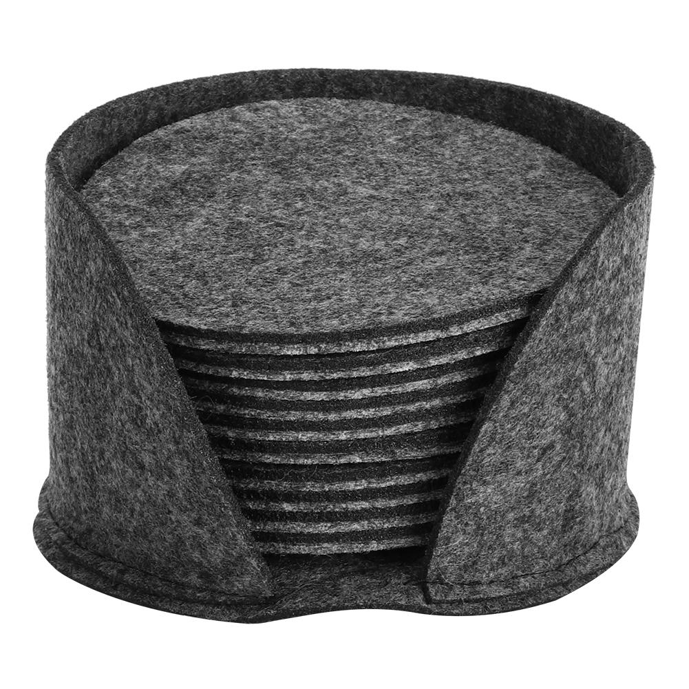 

10pcs Felt Drinks Tea Cup Mats Coasters Round Insulation Mat Decoration with Storage Box