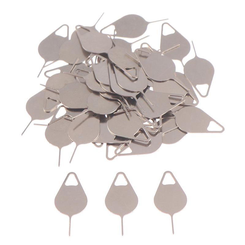 50Pcs Sim Card Tray Removal Eject Pin Key Tool Stainless Steel Needle