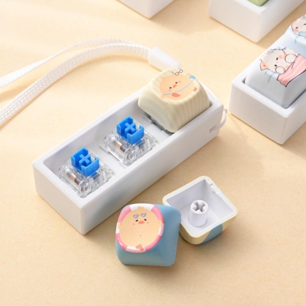 Cartoon Cat Keycap Fidget Keychain 3 Keys Finger Press Keycap Keychain  Calming