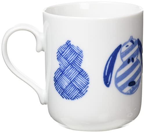 PEANUTS" Tea Mate Mug with Tea Strainer, Approx. 300ml, Japanese Pattern, Blue and White Gourd Design, Made in Japan, SN84-12