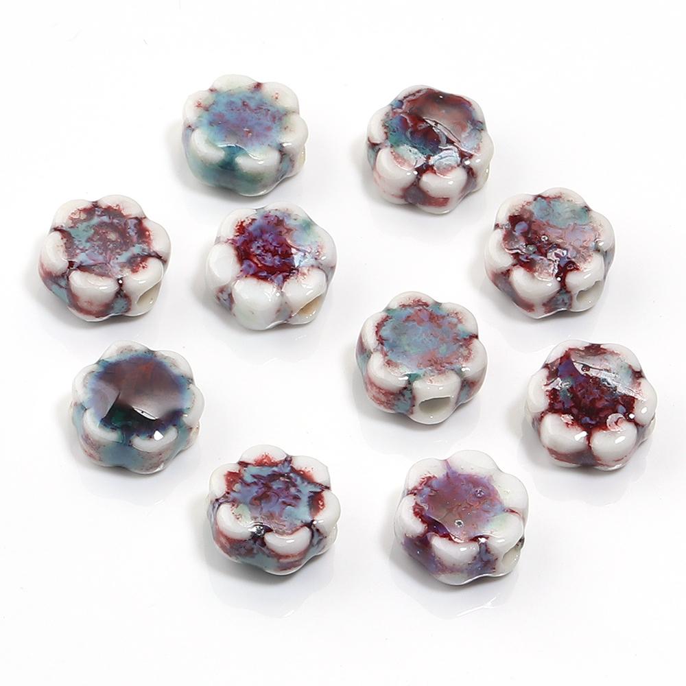 

10pcs/lot 10mm Colorful Daisy Flower Ceramic Beads For Jewelry Making Loose Spaced Porcelain Beads DIY Charms Bracelet Earrings