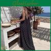Damen Sommerkleid mit Polka-Dot-Print und fließendem Maxirock für Strand und Freizeit
