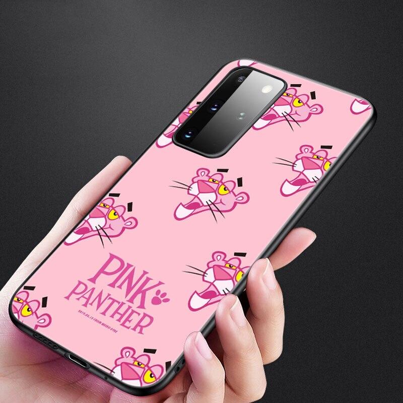 Cute Funny Pink Panther Phone Case For Samsung Galaxy S20 S21 FE S10 Lite Note 20 10 Lite S8 S9 S10E S10 Plus Ultra Black Cover