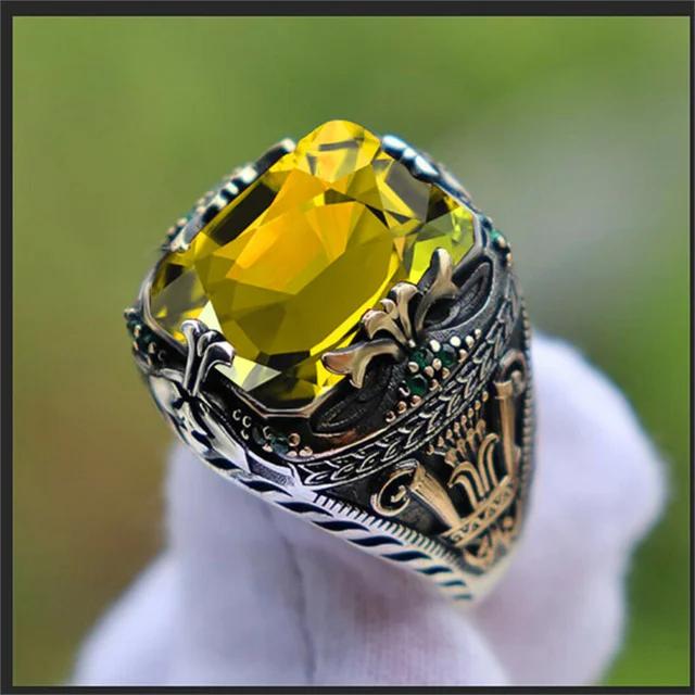 Punkboy Vintage Shaped Geometric Oval Black Glossy Men's Ring For Anniversary Party Wedding Male Rings Zircon Accessories 6-14