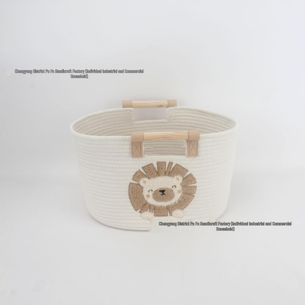 Cartoon Cotton Woven Storage Basket for Toys, Snacks, or Laundry
