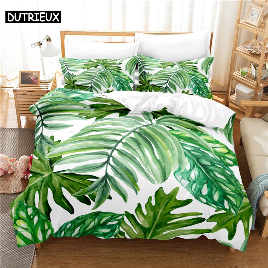 

Комплект постельного белья с банановыми листьями, комплект пододеяльников, постельное белье с 3D-печатью, комплект постельного белья размера «queen size», модный дизайн EU single(135x200cm)&set