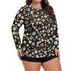 Dámské tištěné plavky s dlouhým rukávem ve velkých velikostech, sluneční bunda, rychleschnoucí turistický top