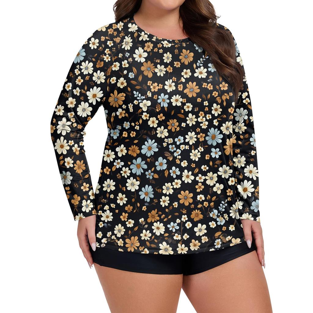 Women's Print Large Size Long Sleeve Swimsuit Sun  Jacket Quick Dry Hiking Top