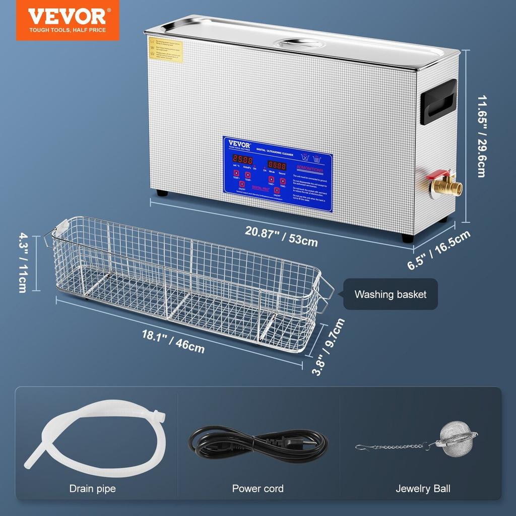 10L Ultrasonic Gun Cleaner 300W Ultra Sonic Cleaner Timer Heater Basket