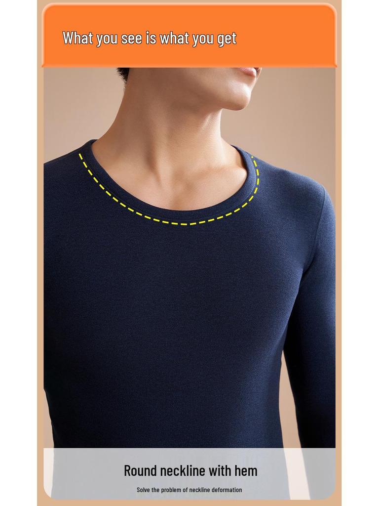 Conjunto de Ropa Interior Térmica para Hombre Juyitang Negro y Dorado - Cálido, Engrosado Otoño/Invierno Camiseta y Pantalones