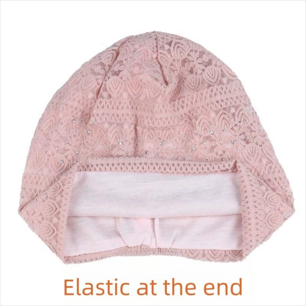 Ethnic Style Warm Bonnet Caps Rhinestones Hijab Turban Cap Casual Lace Beanie Hats  Autumn Spring