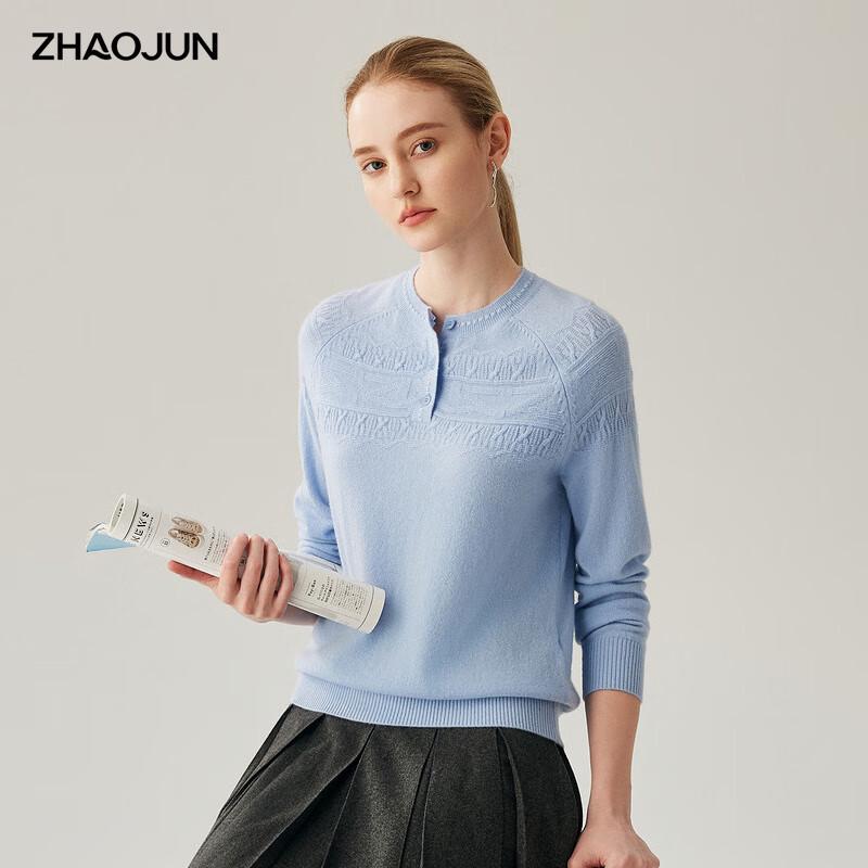 Zhao Jun Women's 100% Cashmere Half-Button Cable Knit Sweater