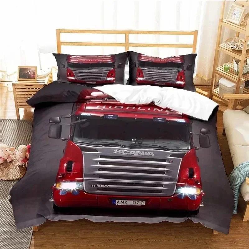 

Комплект постільної білизни з логотипом Scanias Truck Хлопчики Дівчата Twin Queen Size Підковдра Наволочка Ліжко Діти Дорослі Мода Домашній Текстиль EU Single 135x200cm