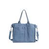 Velkokapacitní džínová crossbody taška na zip, jednobarevná, všestranná, módní, měkká, jednoduchá, trendy, taška přes rameno