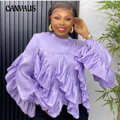 Irregular Ruffled Long-sleeved Loose Shirt Women's Fall French Blouse
