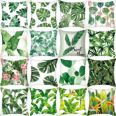 Nordic Style Pillow Green Plant Cushion Printed Cushion Pillow Cover Ins Sofa Back Cushion Nordic Home