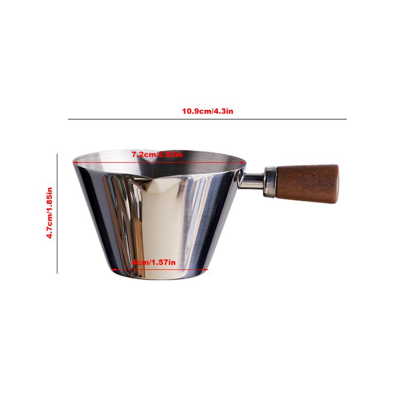 Espresso Measuring Cup with Wooden Handle Stainless Steel Coffee Shot Coffee Pouring Cup Home Kitchen Measuring Accessories