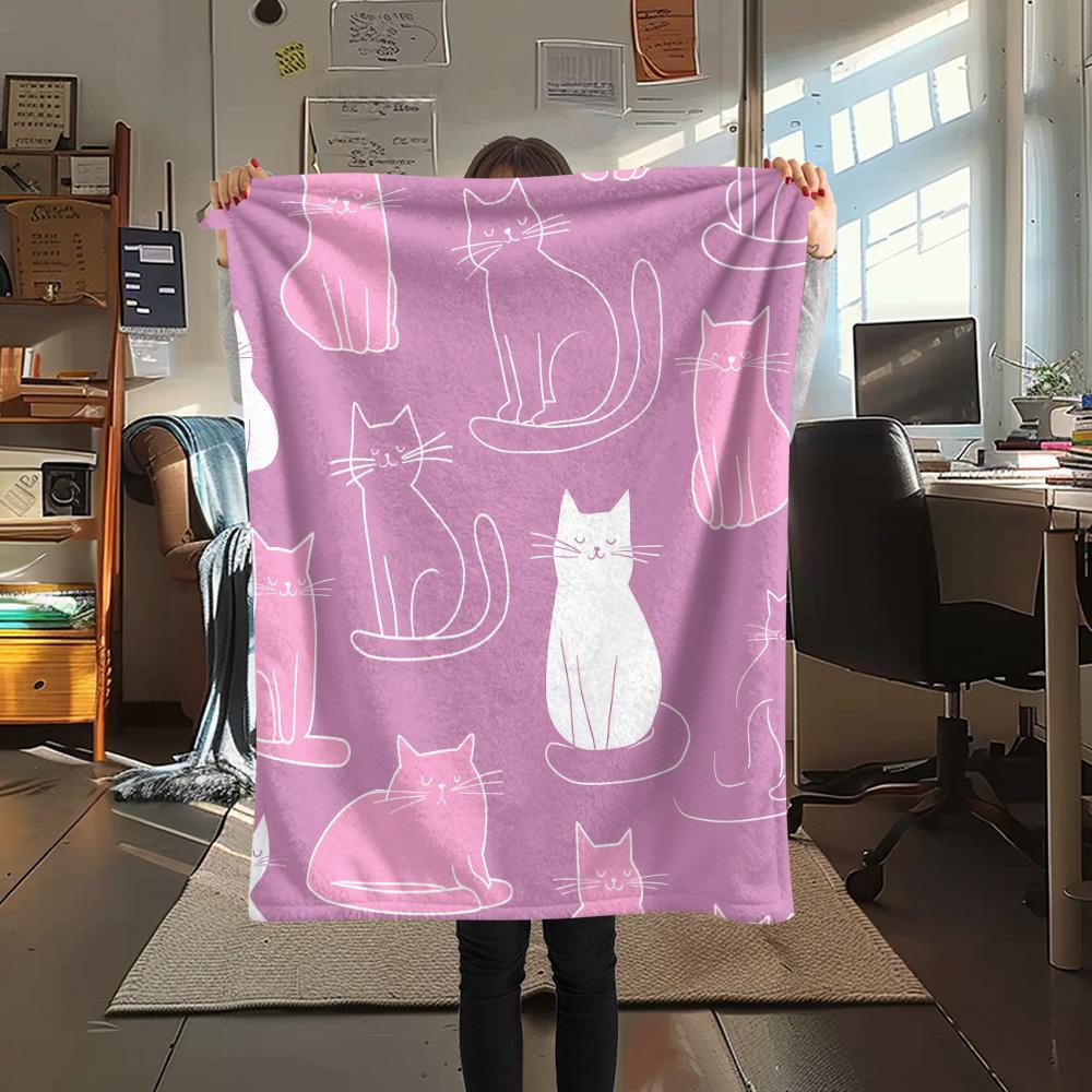 Cat Gifts Print Flannel Blanket, High quality Comfortable for All Seasons, Home Decor, Warmth and Comfort