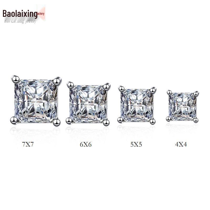 

Простые квадратные серьги с цирконием — европейский и американский стиль