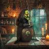 Animated Halloween table witch with laughing sound, glowing eyes and sound/touch activation