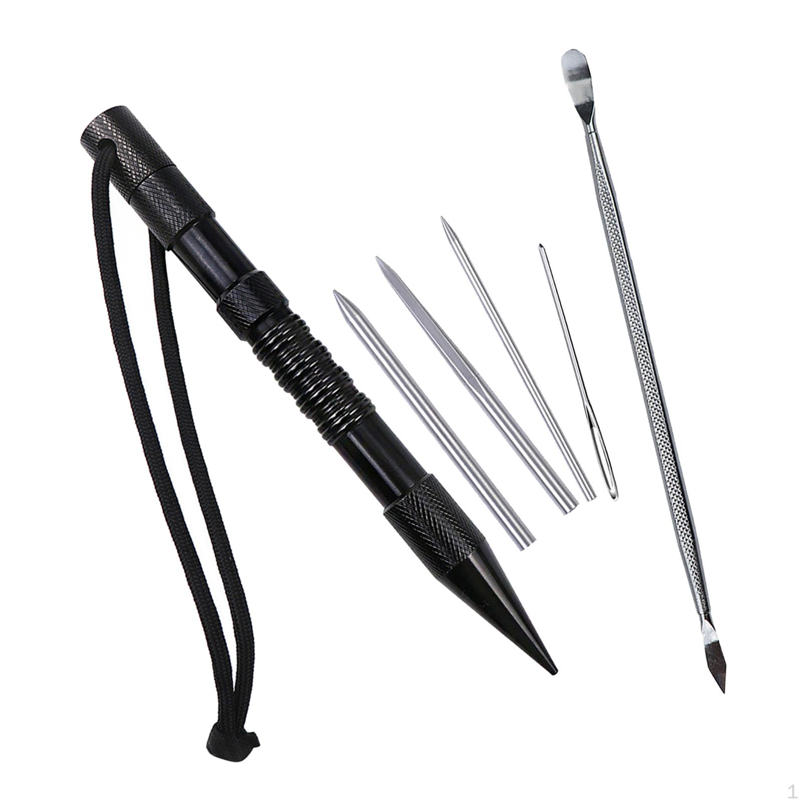 Stitching Lacing and Smoothing Knotter Tools for Leather 6pcs Black